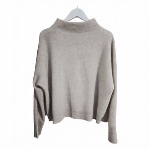 TAHARI 100% Pure CASHMERE Mockneck Raglan Sleeve Sweater Beige Size XL